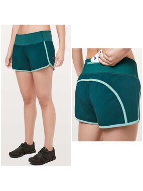 Lululemon Run Times Short II *Binding 4" Royal Emerald / Aqua Mint 6